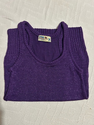 Bershka knitted sleeveless top purple metallic like new, size M