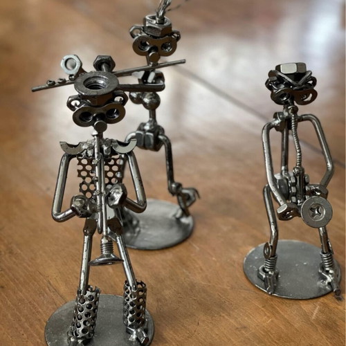 Handmade metal musician figurines set of 3