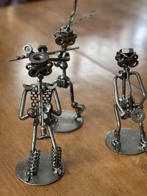 Handmade metal musician figurines set of 3
