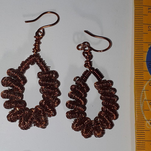Handmade copper earrings pack of two pairs, brown
