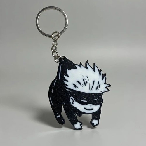 Satoru Gojo Jujutsu Kaisen keychain new, black and white