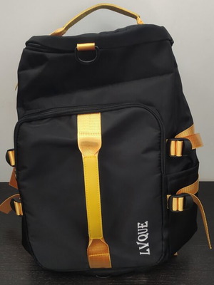 Barrel backpack, black and yellow