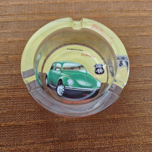 Glass ashtray new with vintage car design