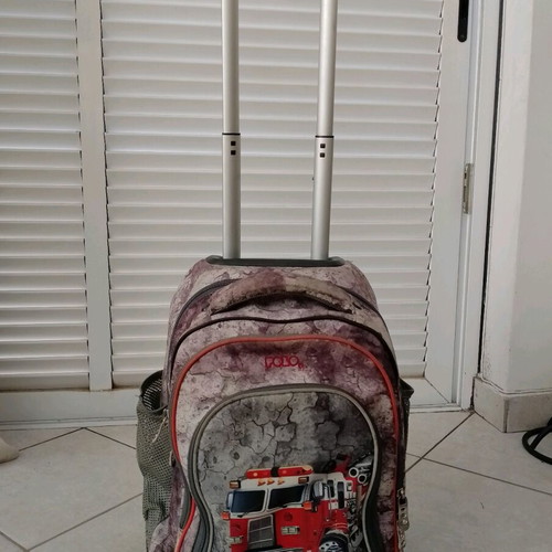 School backpack Polo used with wheels and fire truck design