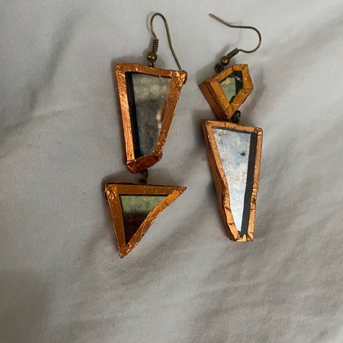 Handmade geometric earrings new, multicolored