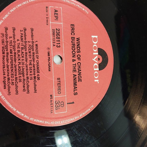 Eric Burdon & The Animals Winds Of Change vinyl used