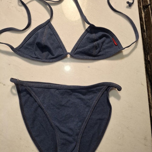 Blue bikini top and bottom new, sizes small and medium