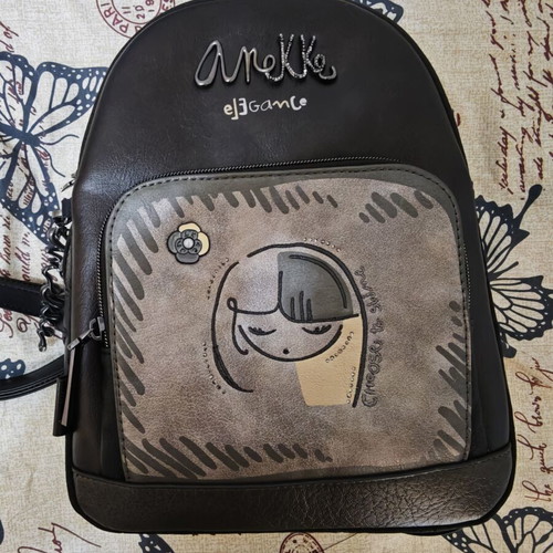 Anekke women's backpack new, grey with 5 spacious zip pockets