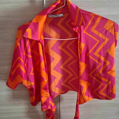 Desiree Croisé blouse new, satin, pink and orange, size M