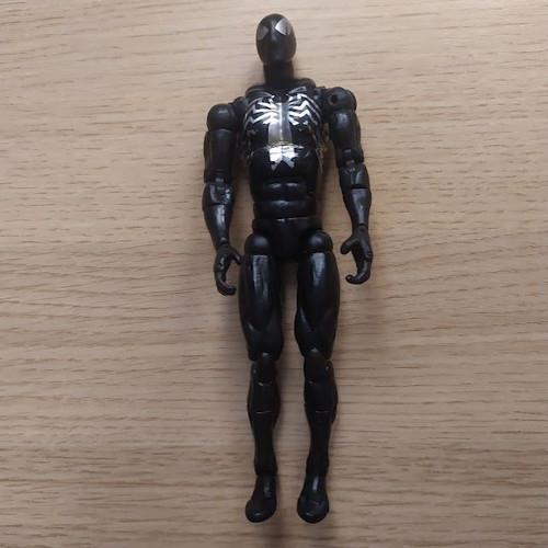 Black Spider-Man figure 15cm used with full equipment and launcher