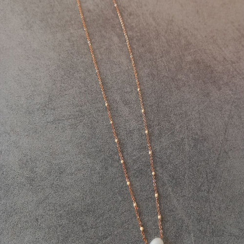 Rose Gold Necklace Stainless Steel with White Stone and Beads like new