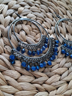 Stradivarius earrings like new, gray and blue