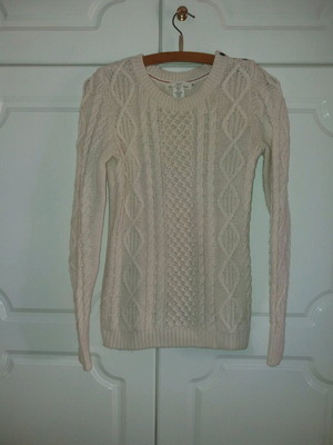 Cotton knitted shirt XS used, white and beige