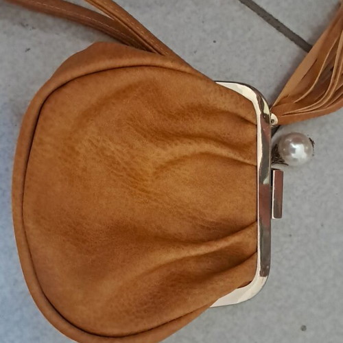 Verde wristlet bag new, mustard color, 13x13 cm