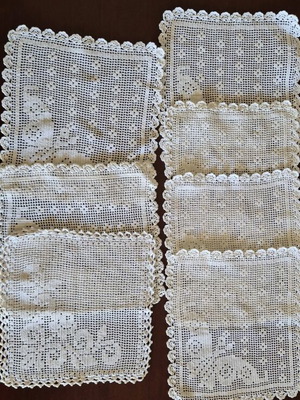 Crocheted napkins new, set of 6 white pieces