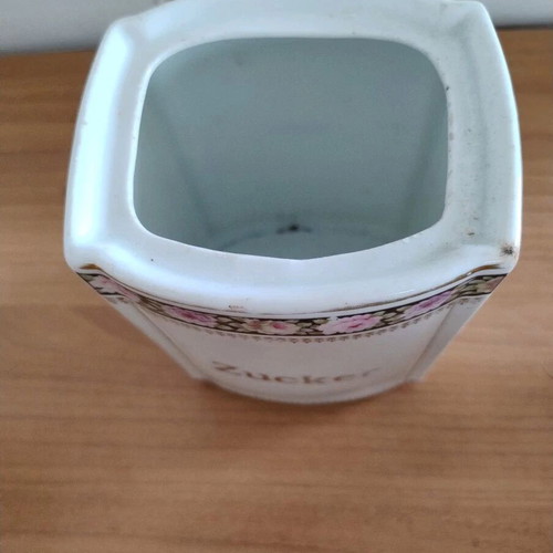 Ceramic sugar storage container without lid used