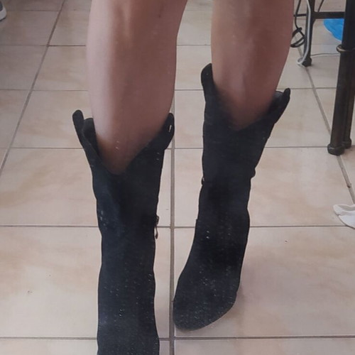 3/4 boots new black suede with embroidery size 37 Just Greece