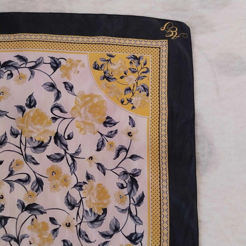 Silk floral scarf vintage used, 68 cm square