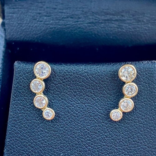 Gold 9K earrings with zircon stones new