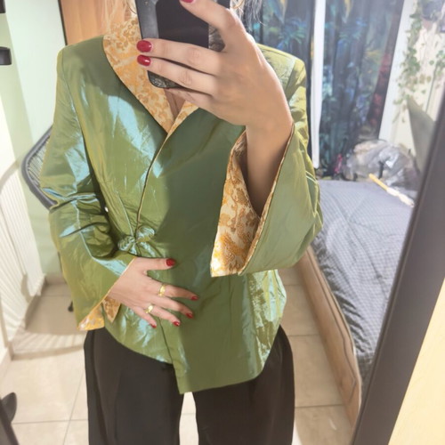 Authentic traditional Chinese jacket like new, multicolor green