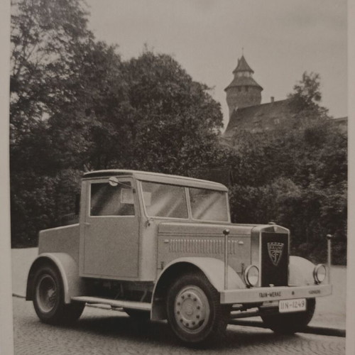 Two FAUN - WERKE NURNBERG advertising postcards used with trucks