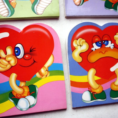 Funny Heart notepads 4 pieces new, Dasen Taiwan 1990