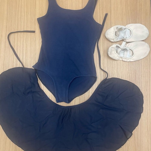 Ballet costume used with shoes dark blue for age 7-8
