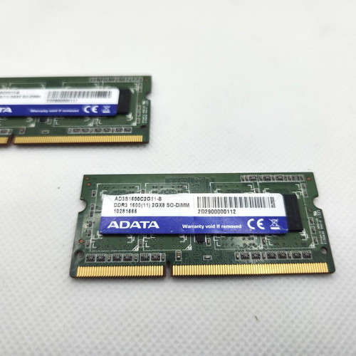 ADATA DDR3 2GB 1600MHz SO-DIMM Laptop RAM like new, 2-piece set