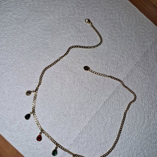 Steel necklace pendant with multicolored stones new