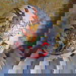 Χειροποίητο κεραμικό αυγό ζωγραφισμένο σαν καινούργιο, ύψος 10 εκ