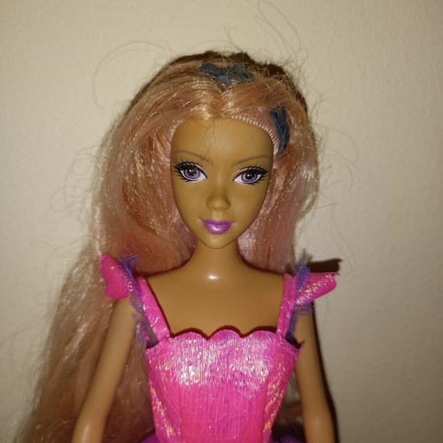 Barbie Fairytopia Dahlia doll used with pink dress
