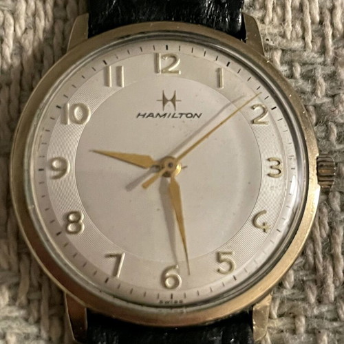 Hamilton vintage winding watch used, 1960s, gold tone