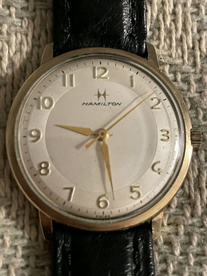Hamilton vintage winding watch used, 1960s, gold tone