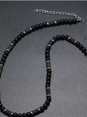 Ανδρικό κολιέ με φυσική πέτρα μαύρου όνυχα
