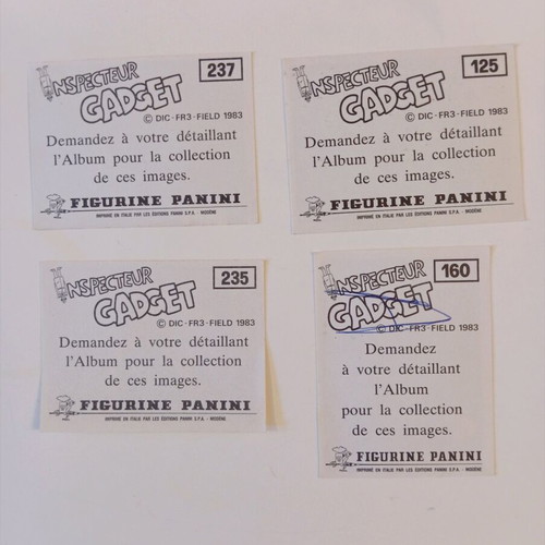 Panini Inspecteur Gadget stickers like new, rare 1983
