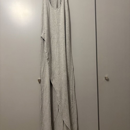 Regalinas grey maxi dress with front slit, racerback, one size
