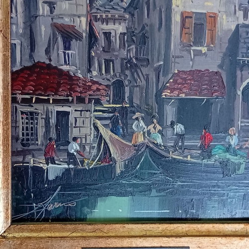 Πίνακας Βενετία Ιταλία μεταχειρισμένος, 46x41 εκ, ξύλινη κορνίζα