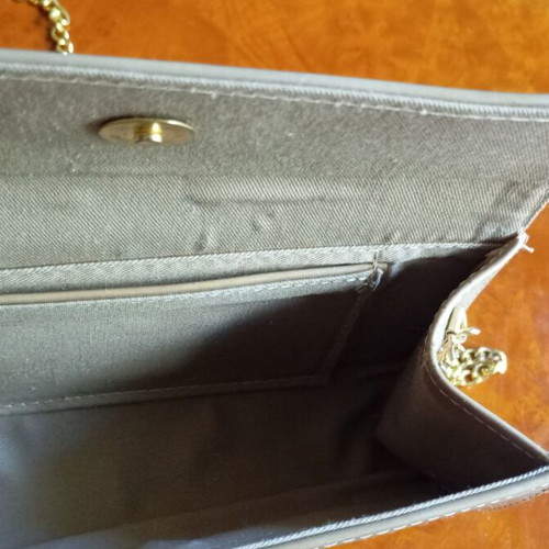 Leather shoulder bag, beige, chain strap