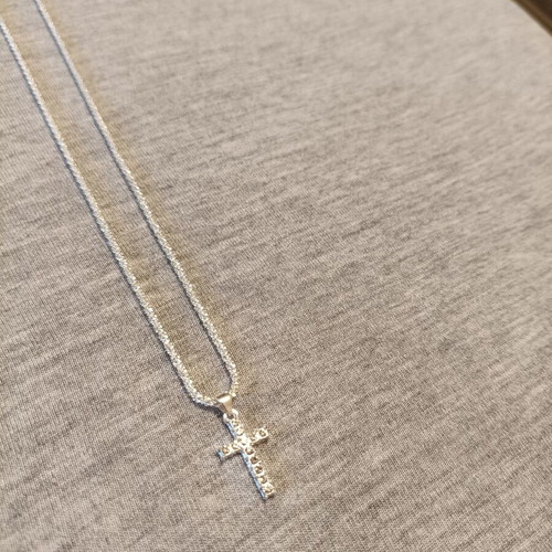 Women's silver cross necklace new with zircon stones
