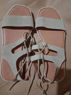 Just Prive Suede Women's Sandals with Lace-Up, Like New, Beige