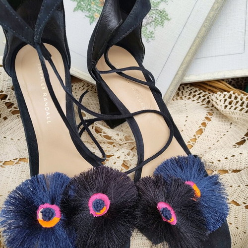 Loeffler Randall Virginia Ankle Tie Sandals black suede like new