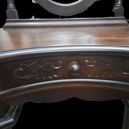 Antique dressing table in dark walnut with side rotating mirrors like new