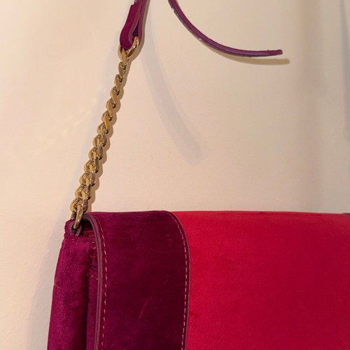 Paul's Boutique Crossbody Bag like new, suede, red and pink color-blocking