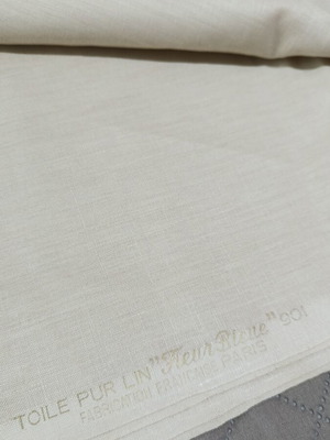 Vintage French Fabric 100% Pure Linen 4.80m by Fleur Bleue Paris