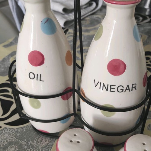 Kitchen items new unused for oil, vinegar, salt, pepper