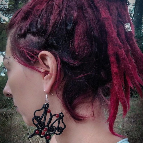 Macrame butterfly earrings new with carnelian beads