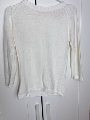Zara knitted women's blouse white small 3/4 sleeve used with back design