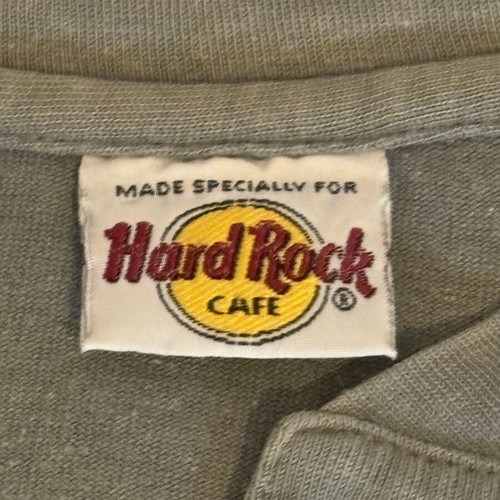 Hard Rock Cafe Bali Henley T-shirt khaki with embroidered logo, like new