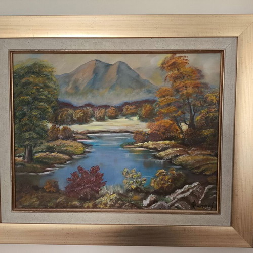 Oil Painting 'Between Mountain and Water' New, 45x33cm