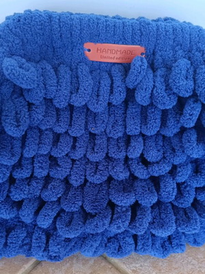 Puffy handmade blue handbag new with inner lining